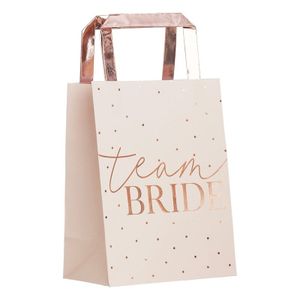 Team Bride Party Tasjes Rose Goud stippen (5st)