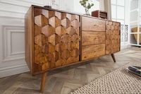 Massief dressoir MYSTIC LIVING 145cm Sheesham naturel 3D oppervlak massief hout - 39742