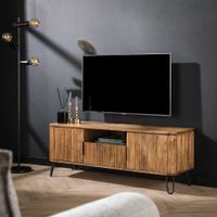 LifestyleFurn TV-meubel Sharmila 135cm, mangohout met metalen pootjes - Massief mango zandkleur