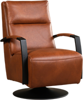 Cognac leren industriële draaifauteuil Award - staal zwart frame met schotelvoet - Granada leer Savannah (cognac leer)