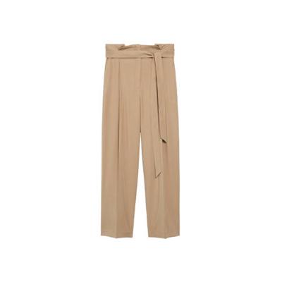 Mango high waist wide leg pantalon lichtbruin Mango high waist wide leg pantalon lichtbruin