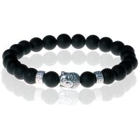 Kralen armband heren Matte Onyx Buddha Silver