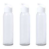 3x Stuks glazen waterfles/drinkfles transparant met schroefdop met wit handvat 470 ml