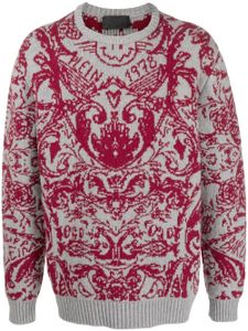 Philipp Plein pull en maille intarsia - Gris