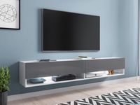 TV-meubel ACAPULCO 2 klapdeuren 180 cm wit/grijs met led