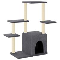 vidaXL Kattenmeubel met sisal krabpalen 97,5 cm donkergrijs, kattenpaal, kattenboom, kattenkrabpaal, kattenhuis, kattenmeubel, kattenpalen