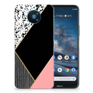 Nokia 8.3 TPU Hoesje Zwart Roze Vormen