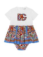 Dolce & Gabbana Kids ensemble robe-culotte à patch logo - Blanc