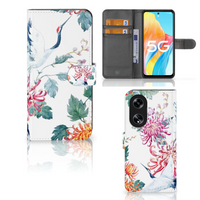 OPPO Reno8 T 5G Telefoonhoesje met Pasjes Bird Flowers - thumbnail