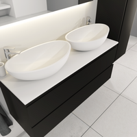 SaniGoods Sally badkamermeubel 120cm zwart mat met dubbele Solid Surface waskom ovaal - thumbnail