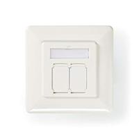 Netwerk Wanddoos - Inbouw - 2 poort(en) - CAT6a - Recht - Female - Goud Verguld - PVC - Wit - Polybag