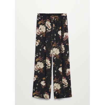 Mango gebloemde wide leg palazzo broek donkerblauw Mango gebloemde wide leg palazzo broek donkerblauw
