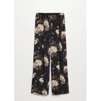 Mango gebloemde wide leg palazzo broek donkerblauw