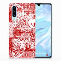 Silicone Back Case Huawei P30 Angel Skull Rood