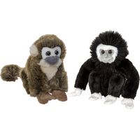 Apen serie zachte pluche knuffels 2x stuks - Squirrel Aap en Gibbon Aap van 18 cm - thumbnail