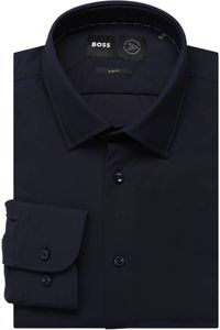 BOSS Slim Fit Overhemd Marine, Effen