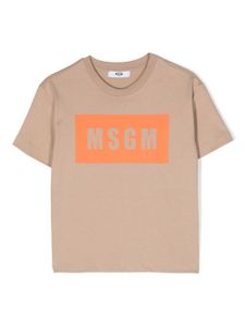 MSGM Kids t-shirt en coton à logo imprimé - Tons neutres