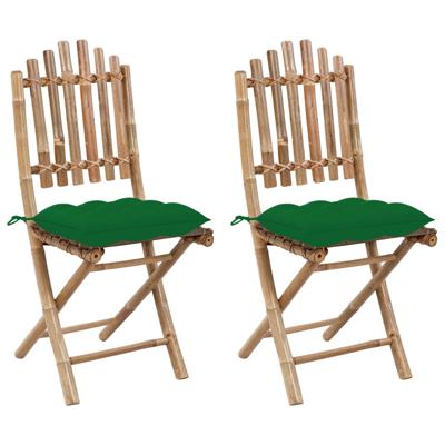 vidaXL Tuinstoelen 2 st inklapbaar met kussens bamboe vidaXL Tuinstoelen 2 st inklapbaar met kussens bamboe