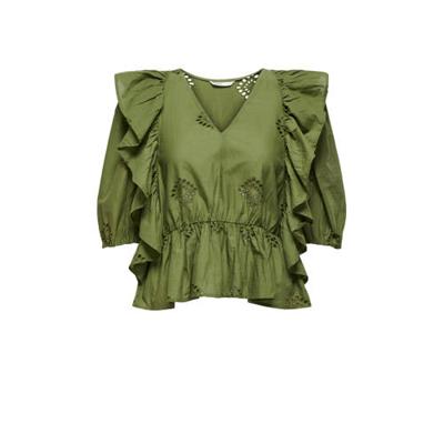 ONLY blouse ONLIRMA met volant groen