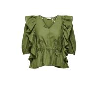 ONLY blouse ONLIRMA met volant groen