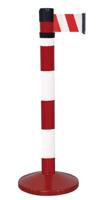 Paal rood/wit standaard basis – riem 4 m/100 mm rood/wit