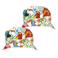 Verkleed hoedje voor Tropical Hawaii party - 2x - Summer/jungle print - volwassenen - Carnaval/thema - thumbnail