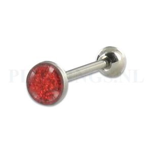 Tongpiercing glitter vlak rood