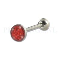 Tongpiercing glitter vlak rood