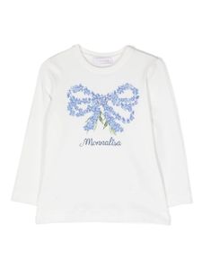 Monnalisa t-shirt à nœud imprimé - Blanc