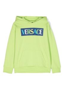 Versace Kids hoodie en polaire à logo imprimé - Vert