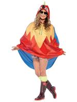 Smiffys Papegaaien Party Poncho, met trekkoord