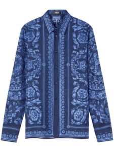 Versace chemise en soie à imprimé Barocco - Bleu