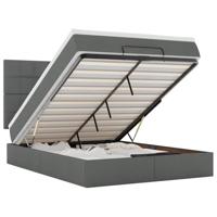 vidaXL Ottoman bed met matras en LED's 140x200cm stof donkergrijs, bedframe, ottoman bedframe, bedframe met opbergruimte onder het bed, bedframe met opbergruimte