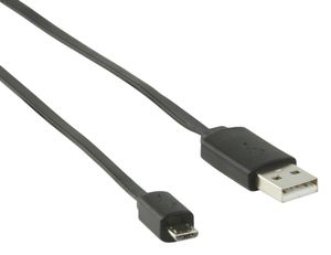 Valueline 1m, USB 2.0 A - Micro B USB-kabel USB A Micro-USB B Zwart