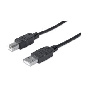 Manhattan USB-kabel USB 2.0 USB-A stekker, USB-B stekker 1.80 m Zwart Vergulde steekcontacten, UL gecertificeerd 333368-CG