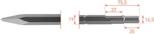 Rotec 6-kant Puntbeitel 300mm 6-kant ø19,0 / ø16,5x35 - 2153005 - 215.3005