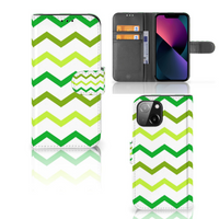 iPhone 13 Mini Telefoon Hoesje Zigzag Groen - thumbnail