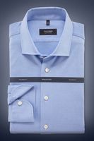 OLYMP SIGNATURE Tailored Fit Jersey shirt blauw, Effen - thumbnail