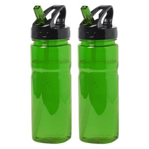 2x Groene drinkfles/waterfles 650 ml