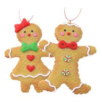 Kersthangers/ornamenten - 2x st-gingerbread peperkoeken - kunststof - 11 cm