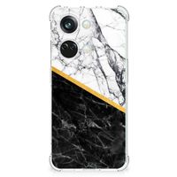 OnePlus Nord 3 Anti-Shock Hoesje Marmer Wit Zwart - Origineel Cadeau Man