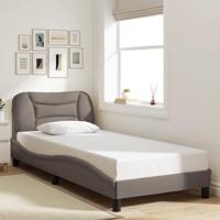 VidaXL Bedframe Met Hoofdbord Stof Taupe 90x190 cm, Eenpersoonsbed, Bedbodem, Slaapkamermeubel, Logeerbed, Houten Bed