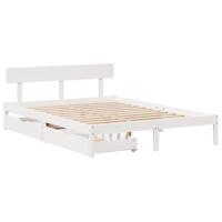 vidaXL Bedframe met lades massief grenenhout wit 140x200 cm, bed, bed ombouw, twijfelaar bed, bedbodem, slaapkamermeubel, 2 persoonsbed