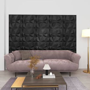 12 st Wandpanelen 3D 3 m 50x50 cm diamantzwart