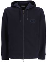 Emporio Armani hoodie zippé à logo brodé - Bleu