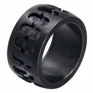 Zwarte stalen mannen ring met Carbon-19mm