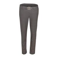 Cassis slim fit broek met pied-de-poule zwart/beige/wit