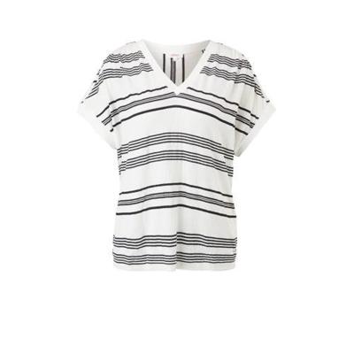 s.Oliver gestreepte top ecru/zwart