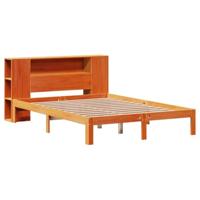 vidaXL Bed met boekenkast zonder matras grenenhout wasbruin 135x190 cm