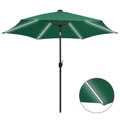 vidaXL Parasol met LED-verlichting en aluminium paal 300 cm groen vidaXL Parasol met LED-verlichting en aluminium paal 300 cm groen